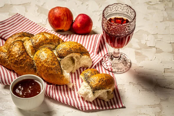 Концепція Єврейської Традиції Єврейських Хліб Домашньої Випічки Традиційної Єврейської Хліб — стокове фото