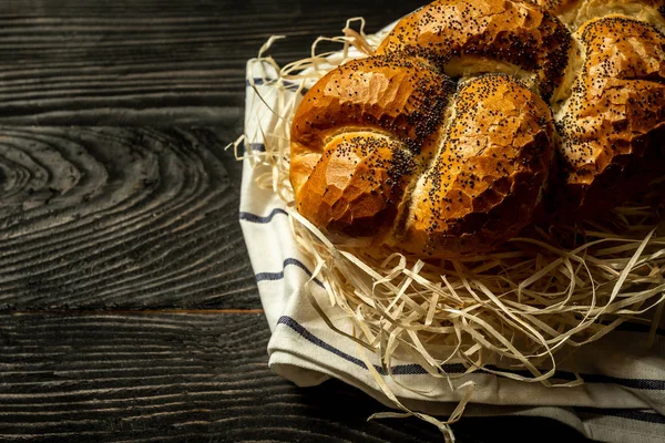 Концепція Єврейської Традиції Єврейський Традиційні Халу Хліб Просто Сіні Ночують — стокове фото