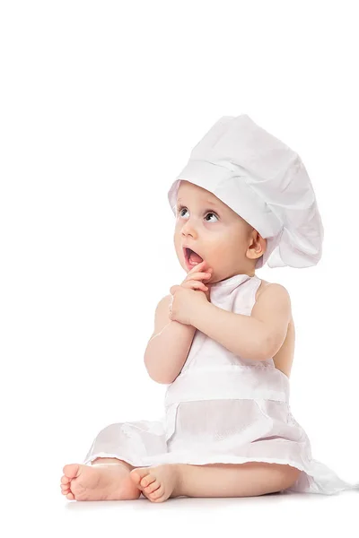 Ten Months Old Baby Suit Cook Surprised Smiling Kitchen Small — Stock Photo, Image