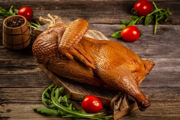 Целый Цыпленок Золотом Сельский Стиль Турецкая Кухня Фон Рецепта Еды — стоковое фото