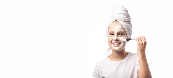 Skin Care Spa Treatments Emotional Portrait Positive Cheerful Beautiful Teen — Stock Photo, Image