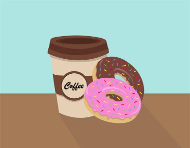 Kahve ve donut vektör