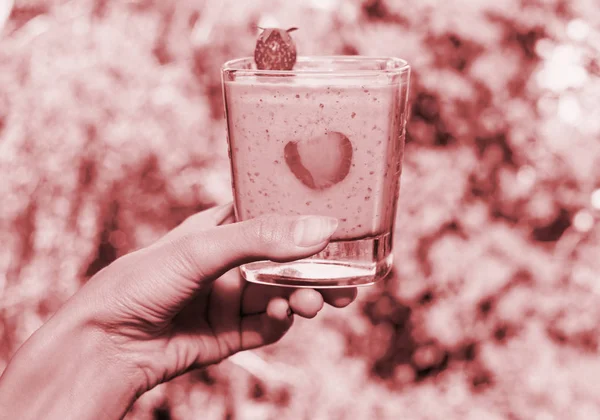 Erdbeer Smoothie Glas — Stockfoto