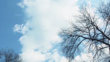 Bulutlar planı ile mavi gökyüzü arka plan