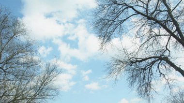 Bulutlar planı ile mavi gökyüzü arka plan