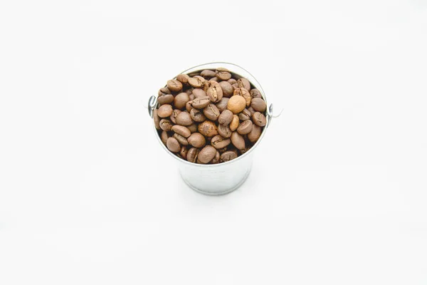 Bucket Coffee Beans White Background Stock Image