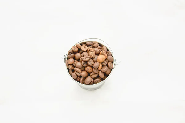 Bucket Coffee Beans White Background Stock Photo