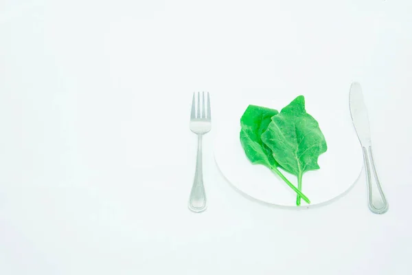 Świeży Zielony Liść Szpinaku Jasnym Tle — Zdjęcie stockowe
