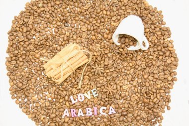 Lezzetli kahve çekirdeklerinin arka planı.