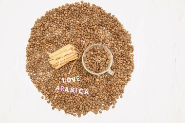 Lezzetli kahve çekirdeklerinin arka planı.