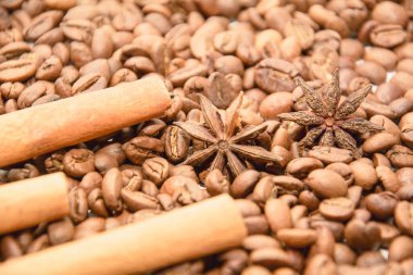 Lezzetli kahve çekirdeklerinin arka planı.