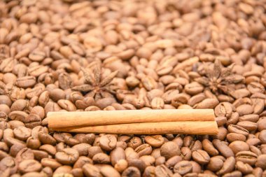 Lezzetli kahve çekirdeklerinin arka planı.