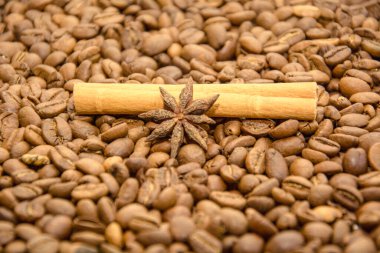 Lezzetli kahve çekirdeklerinin arka planı.