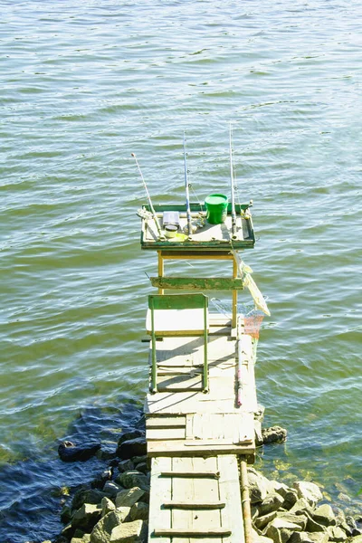 Pesca Junto Hermoso Lago Verano Vacaciones —  Fotos de Stock