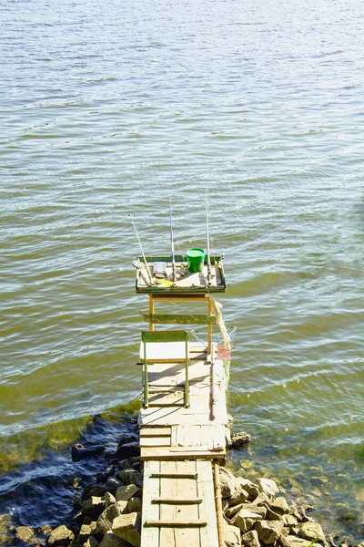 Pesca Junto Hermoso Lago Verano Vacaciones —  Fotos de Stock