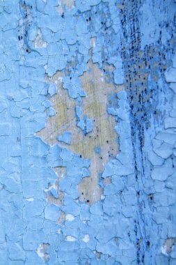 Eski ahşap üzerine mavi boya.