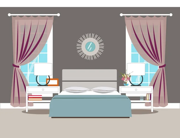 Ilustración vectorial del dormitorio tradicional . — Vector de stock