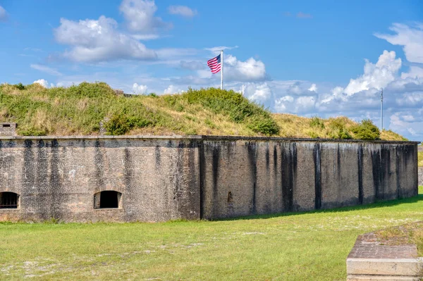 Det Amerikanske Flag Flyver Fort Pickens Pensacola Florida - Stock-foto