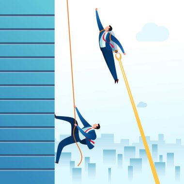 Roketi olan genç bir işadamı arkasında rakibini bırakıyor.