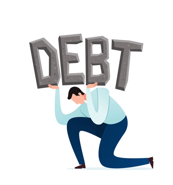Jovem Empresário Sobrecarregado Pela Dívida Pelo Problema Financeiro — Vetor de Stock