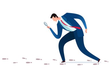 bir ipucu bir ayna aracılığıyla arıyor bir dedektif işi iş adamı. İş kavramı vektör çizim.