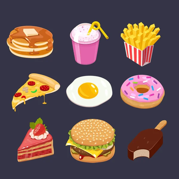Fast food renkli simgeler kümesi