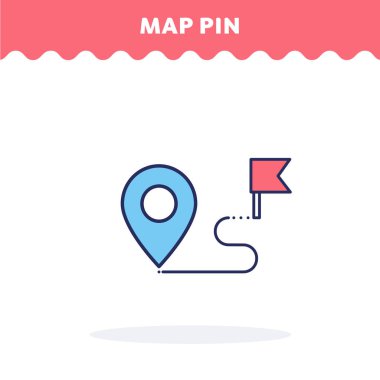 Harita PIN kutsal kişilerin resmi, vektör. Düz tasarım avantajı simgesi