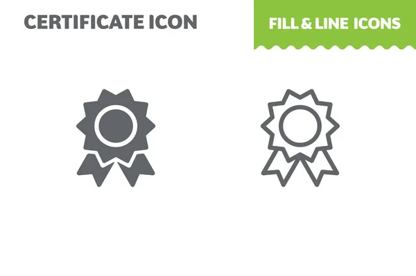 Ikona Certyfikatu Wektor Wypełnienie Linia Ikona Interfejsu Użytkownika Płaska Konstrukcja — Wektor stockowy