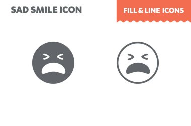 Üzgün simge, vektör. Doldurun ve dize. Düz tasarım. Ui simgesi