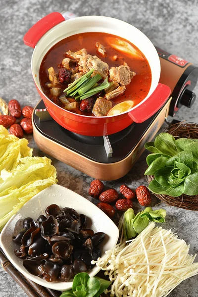 A group of mutton hot pot set meal