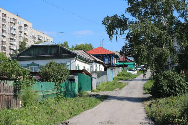 Rússia Casas Siberianas Aldeia Desenvolvimento Rural Propriedade Privada Território Terra — Fotografia de Stock