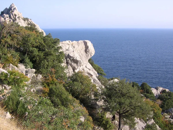 Великолепные Живописные Скалы Море Мыс Тарханкут Крым Туристический Природный Ландшафт — стоковое фото