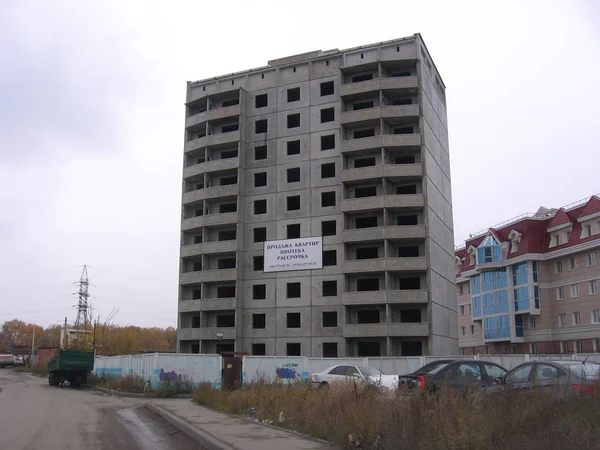 Rusia Novosibirsk Marzo 2012 Gran Edificio Gran Altura Construcción Ciudad — Foto de Stock