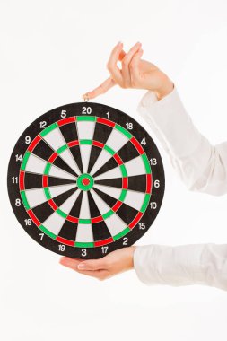 holding yönetim kurulu için el izole üzerinde beyaz arka plan Dart