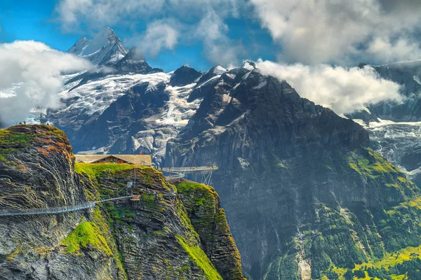 Gorgeous Picturesque Location First Named Mountain Station Cliff Walk Schreckhorn — Stock Photo, Image