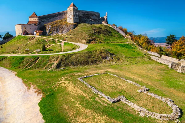 Excursion Bien Connue Lieu Touristique Forteresse Médiévale Rasnov Avec Ruines — Photo