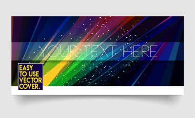 Arka plan kapağı. Soyut trendy renkli poster. Kolay düzenlenebilir modern şablon web banner tasarımınız için. Çizgili arka plan üzerinde parlak nokta.