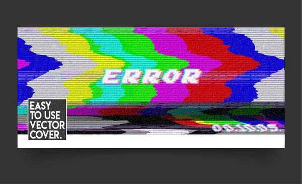 Fehler Vhs Vektor Coverphrase Pixel Art Stil Mit Bildschirm Panne — Stockvektor
