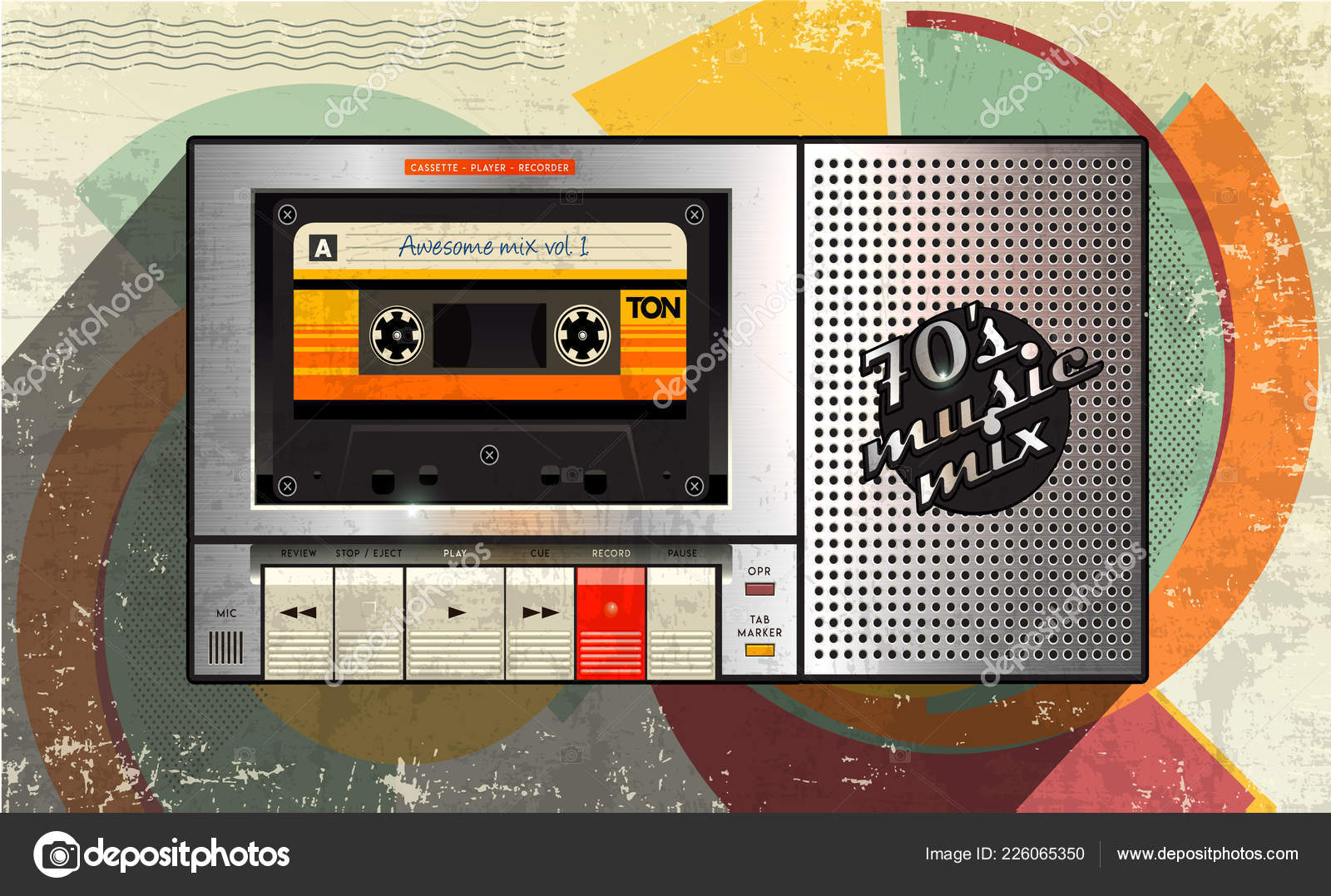 Cassettophone Music Cover Awesome Mix Volume Retro Cassette Recorder Player Vector Image By C Brainpencil1 Vector Stock 226065350
