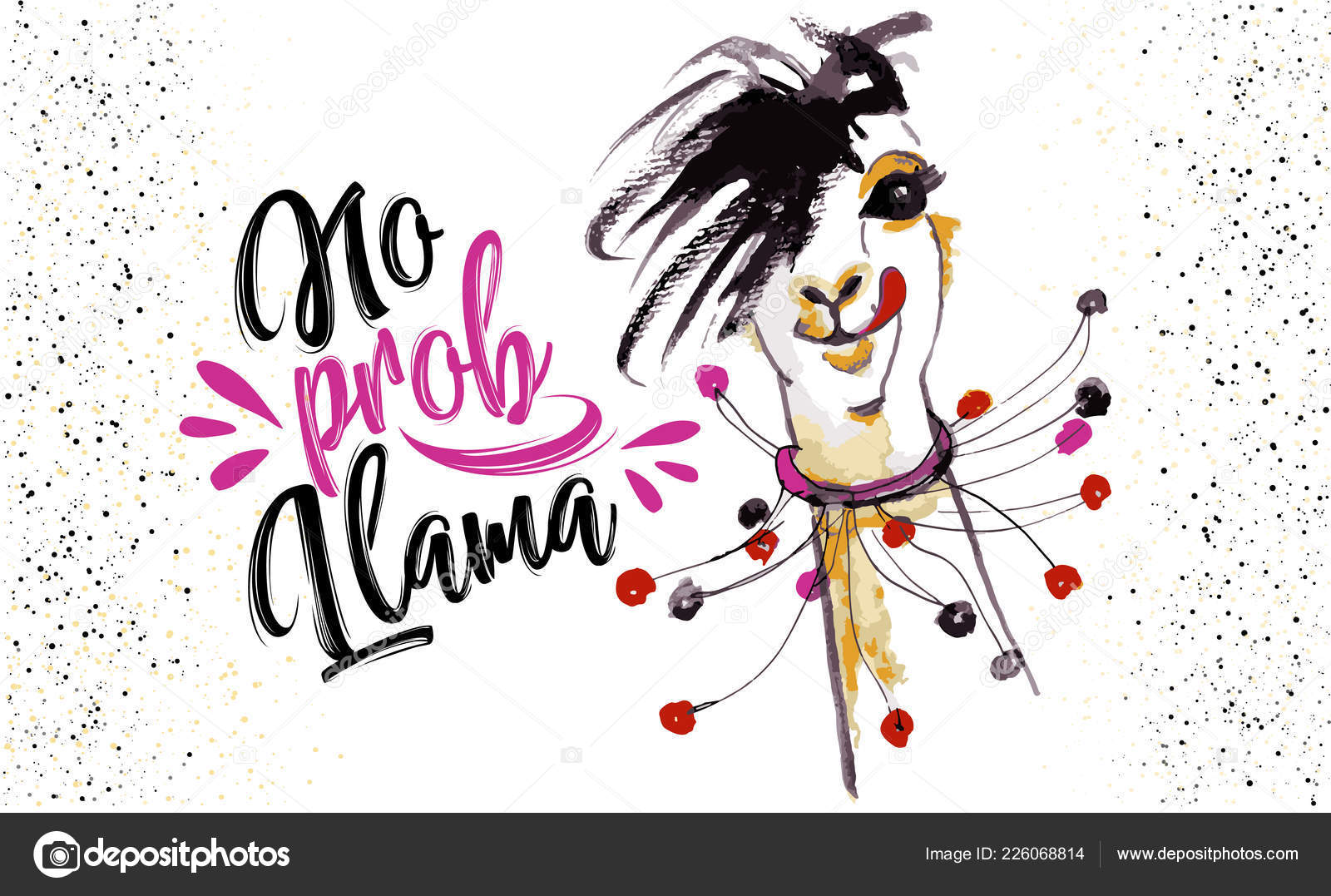 Problem Llama Cool Cute Card Cartoon Lama Motivational Inspirational