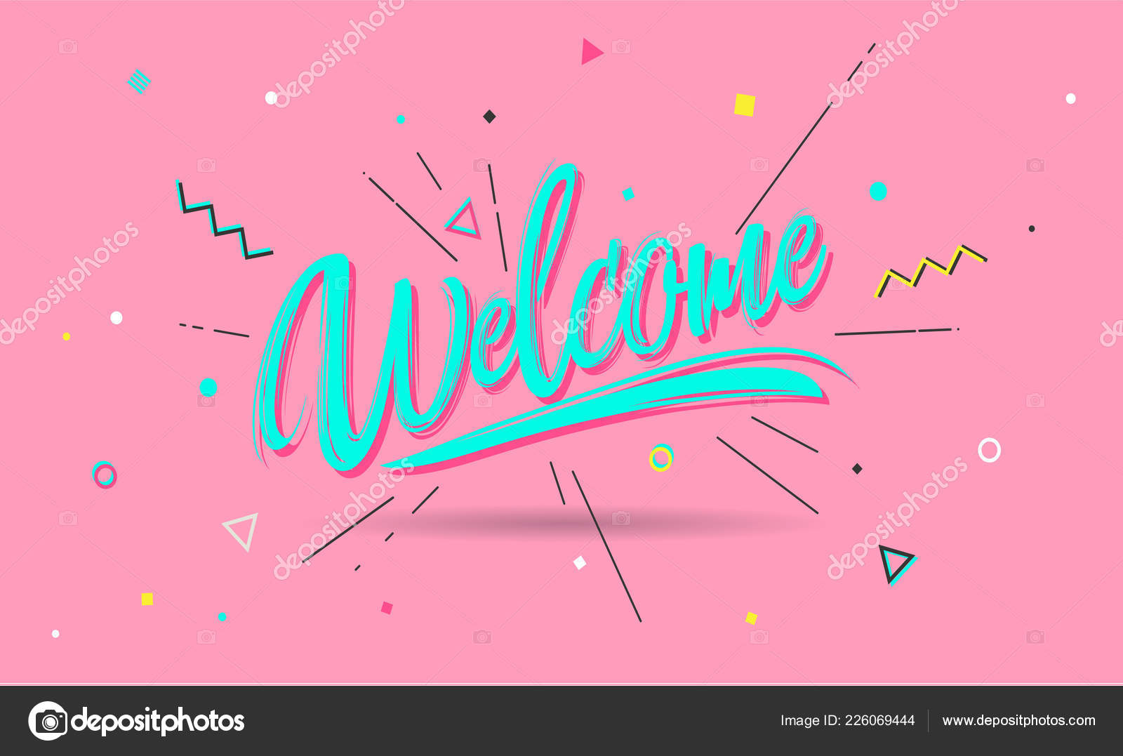 Welcome Banner Speech Trendy Poster Sticker Concept Memphis Geometric Style  Stock Vector Image by ©brainpencil1 #226069444