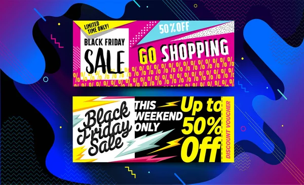 Black Friday Venta Banner Póster Vale Compra Plantilla Ilustración Vectores — Vector de stock