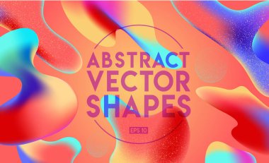 Renkli geometrik arka plan. Sıvı grafik şekiller kompozisyon. Afiş, poster, kapak için soyut şekiller oluşturmaya. Şık modern trendy tarzı. Kolay düzenlenebilir kapak şablonu. EPS 10 vektör 