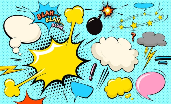 Pop Art Σύννεφο Φούσκα Μπλα Μπλα Μπλα Ομιλία Αστεία Φούσκα — Διανυσματικό Αρχείο