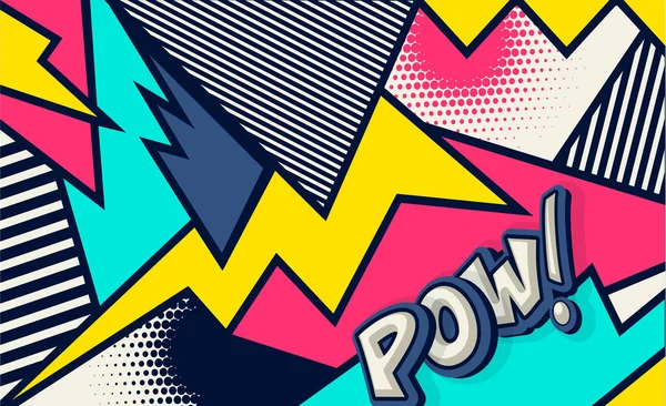 Cómic Pow Pop Art Divertida Palabra Discurso Cómico Cartel Pancarta — Vector de stock