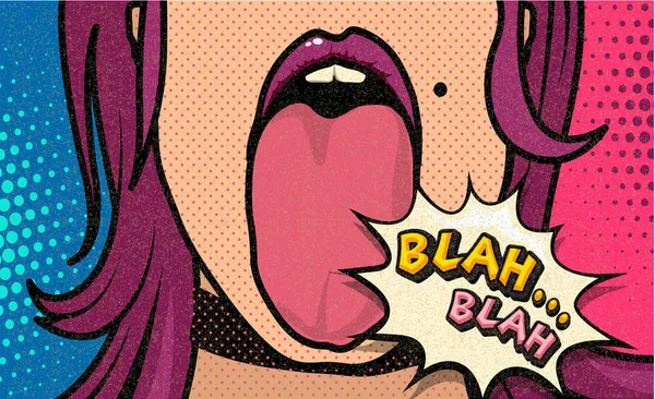 Bla Bla Pop Art Cómico Divertido Chica Sexy Cartel Pancarta — Vector de stock