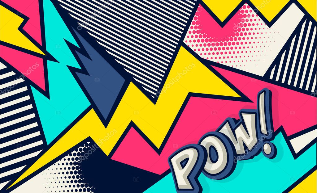 Comic. Pow! Pop art funny comic speech word. Fashionable poster and banner. Social Media Connecting Blog Communication Content. Trendy and fashion color retro vintage illustration background. 