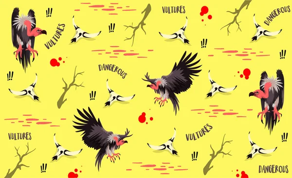 Illustration Vectorielle Oiseaux Vautours Nouvelle Bannière Vente Mode Evil Dangerous — Image vectorielle