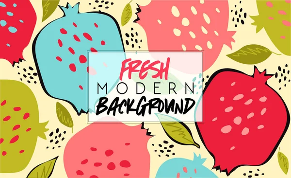 Verão Novo Fundo Fresco Moderno Cartaz Moda Frutas Banner Verão —  Vetores de Stock