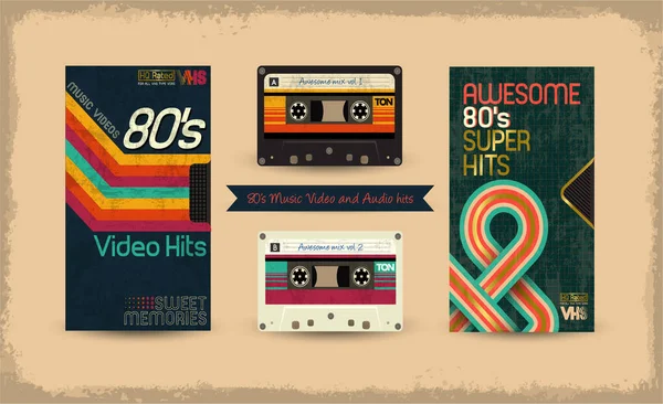 Een Videoband Vector Beta Tape Cassette Box Oude Grafische 80S Stockillustratie